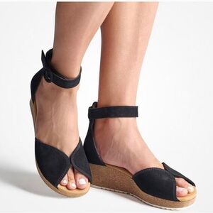 PAUL GREEN Venice Wedge Sandal Black US Size 10 Comfort Shoe